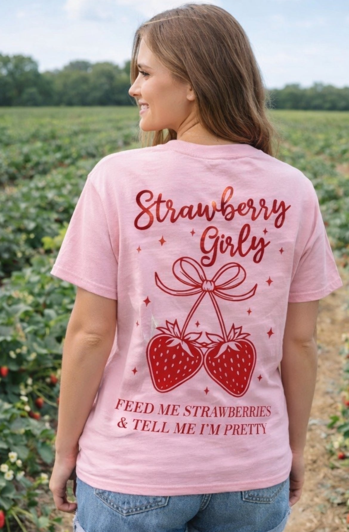 Strawberry Girly Tee – Strawberry Farm Shirt | Mommy & Me Strawberry Festival Outfit | Summer Strawberry Picking Shirt