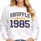 Shuffle like it’s 1985 crewneck BLUE FONT