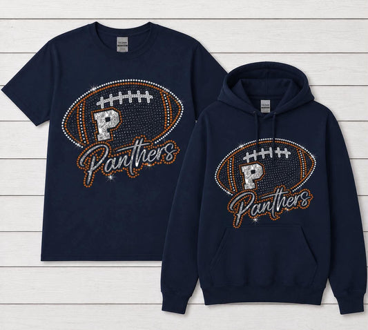 Panthers glitter rhinestone football