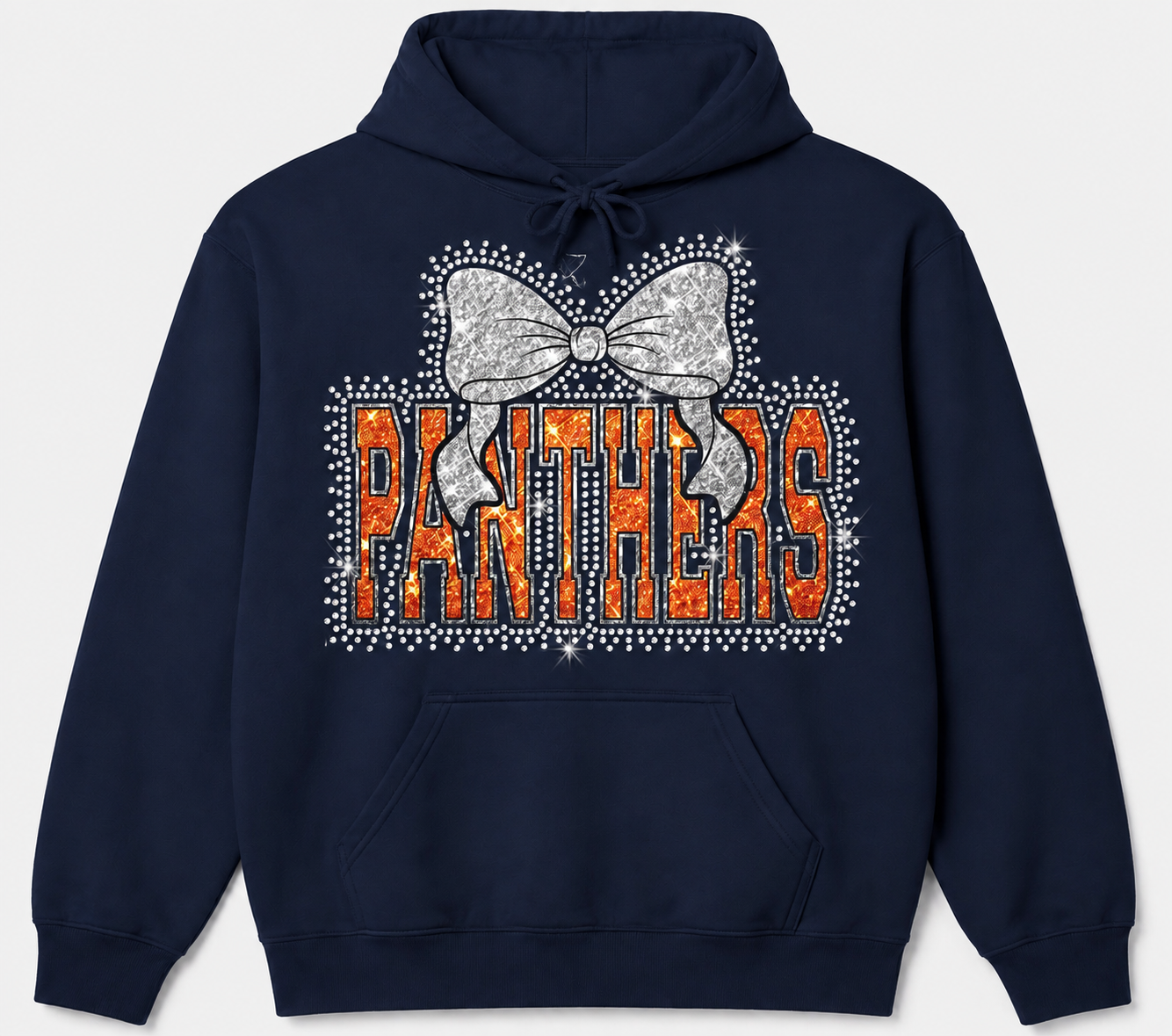Panthers glitter rhinestone bow