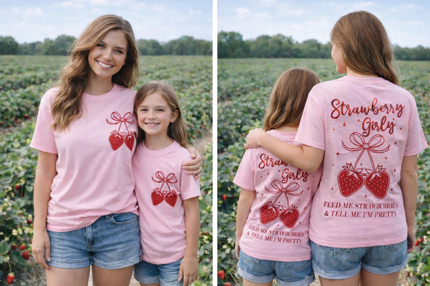 Strawberry Girly Tee – Strawberry Farm Shirt | Mommy & Me Strawberry Festival Outfit | Summer Strawberry Picking Shirt