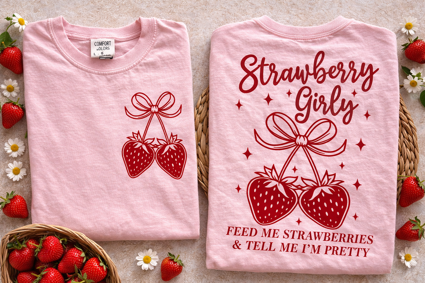 Strawberry Girly Tee – Strawberry Farm Shirt | Mommy & Me Strawberry Festival Outfit | Summer Strawberry Picking Shirt